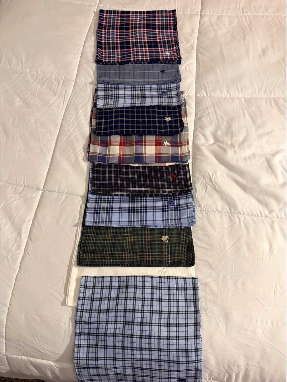 Set of 10 Polo Ralph Lauren Assorted Plaid Handkerchiefs Set